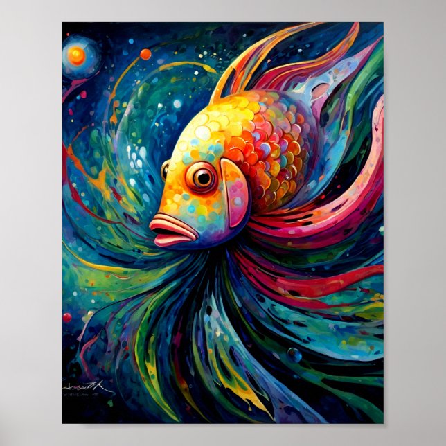 Colorful Painting of a Fish Poster (Front)