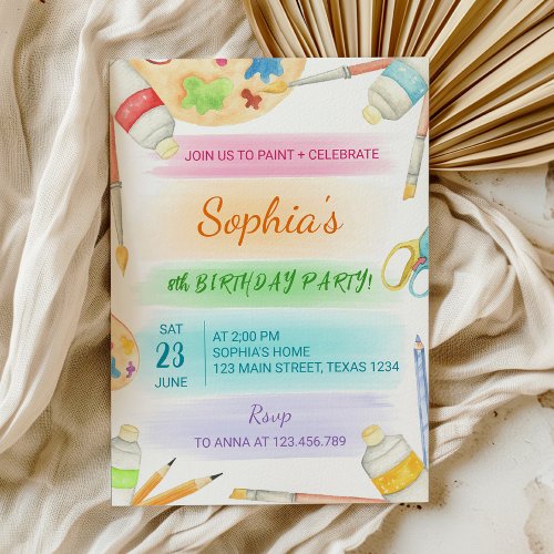 Colorful Painting Pastel Birthday Invitation