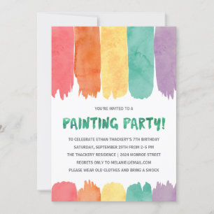 Colorful Paints Art/Painting Birthday Party Invitation