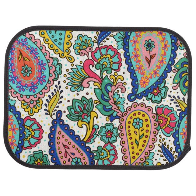 Colorful Paisley Abstract Groovy  Car Floor Mat (Rear)