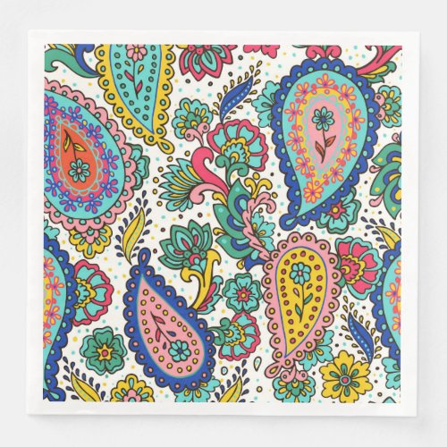 Colorful Paisley Abstract Groovy  Paper Dinner Napkins