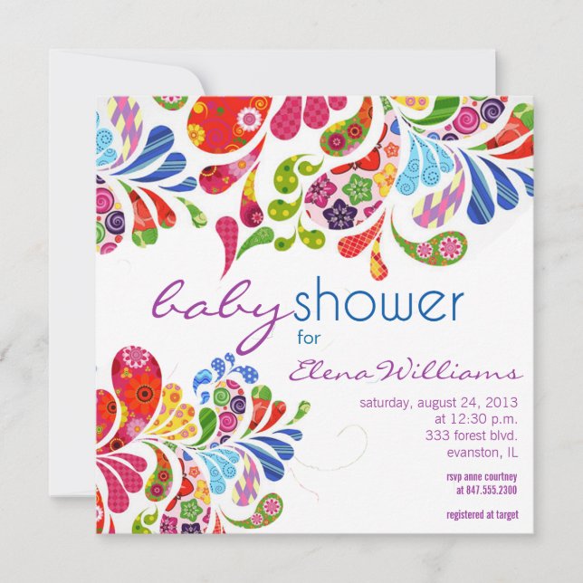 colorful paisley baby shower invitation (Front)