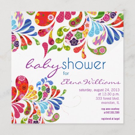 Colorful Paisley Baby Shower Invitation