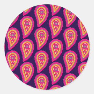 Colorful Paisley Classic Round Sticker