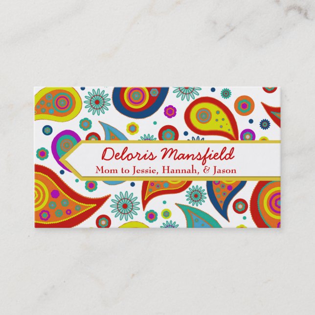 Colorful Paisley Custom Mommy Card (Front)