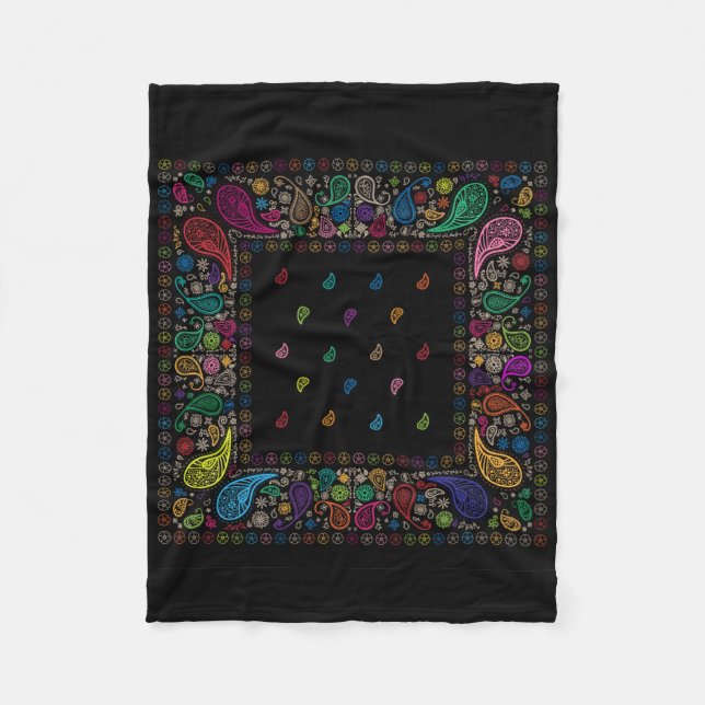 Colorful Paisley Design Fleece Blanket (Front)
