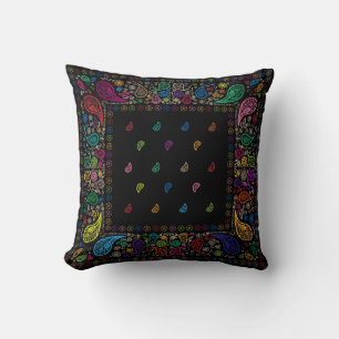 Colorful Paisley Design Throw Pillow