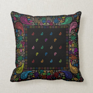 Colorful Paisley Design Throw Pillow