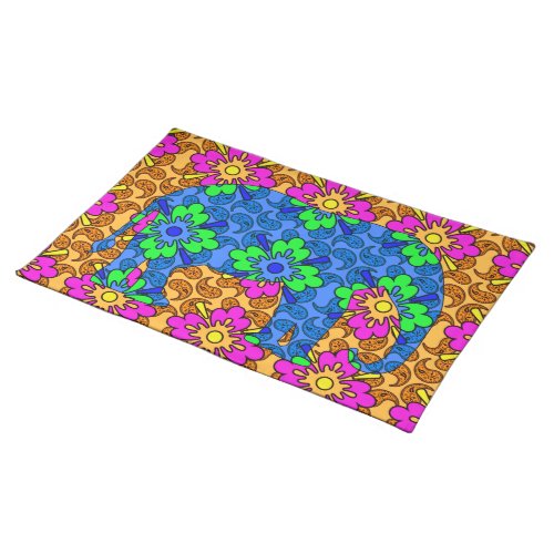 Colorful Paisley Elephant Cute Cloth Placemat