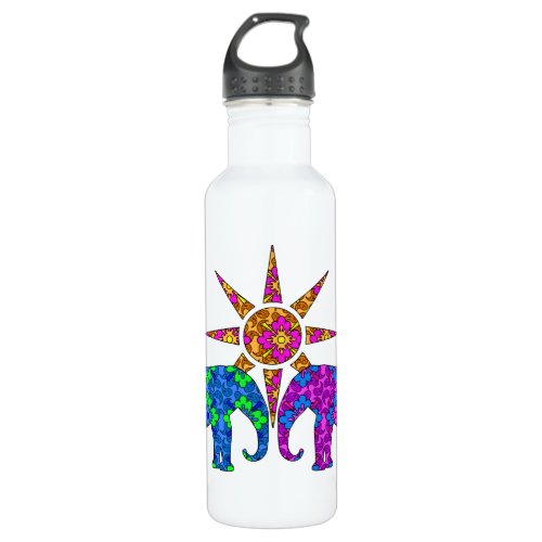 Colorful Paisley Elephant Cute Water Bottle