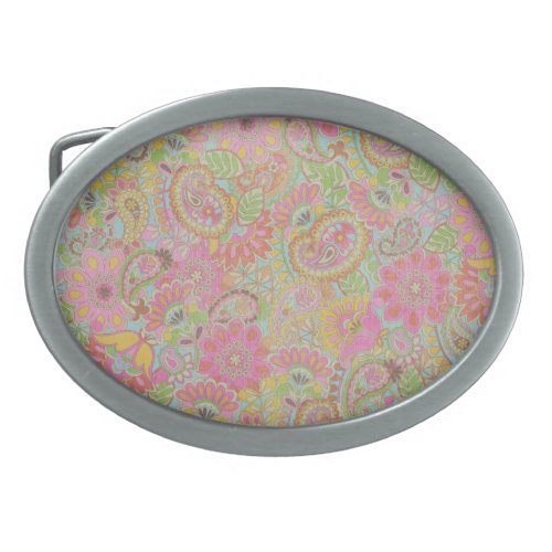 Colorful Paisley Floral botanical Flowers   Belt Buckle