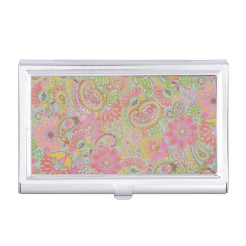 Colorful Paisley Floral botanical Flowers   Business Card Case