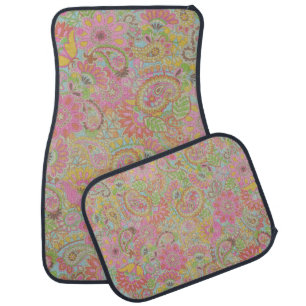 Colorful Paisley Floral botanical Flowers Car Floor Mat