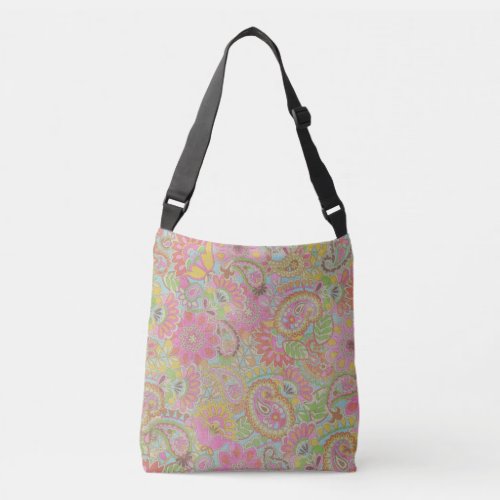 Colorful Paisley Floral botanical Flowers   Crossbody Bag