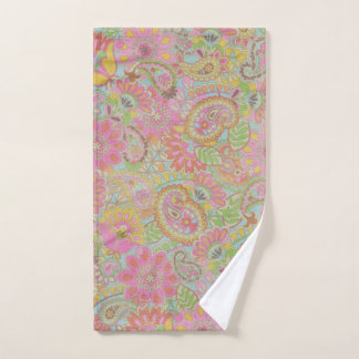 Colorful Paisley Floral botanical Flowers Hand Towel