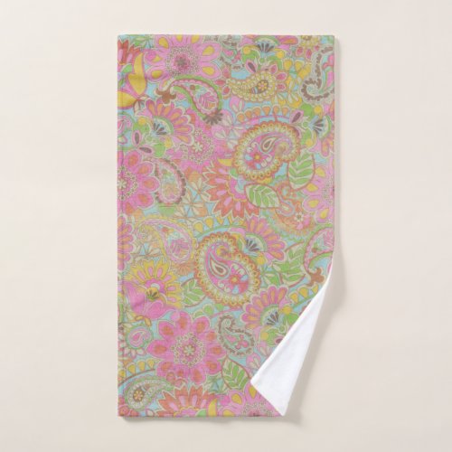 Colorful Paisley Floral botanical Flowers     Hand Towel
