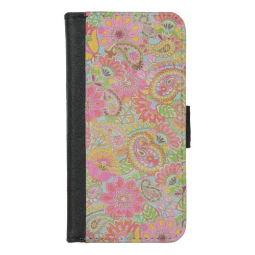 Colorful Paisley Floral botanical Flowers   iPhone 87 Wallet Case