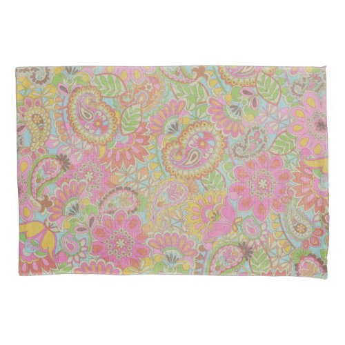 Colorful Paisley Floral botanical Flowers   Pillow Case