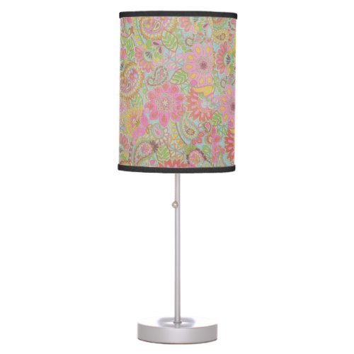 Colorful Paisley Floral botanical Flowers     Table Lamp