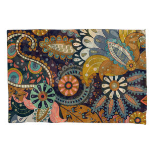 Colorful Paisley: Floral Indian Wallpaper. Pillow Case