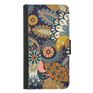 Colorful Paisley: Floral Indian Wallpaper. Samsung Galaxy S5 Wallet Case
