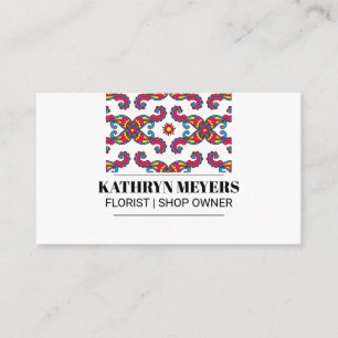 Colorful Paisley Flower Pattern Business Card