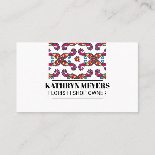 Colorful Paisley Flower Pattern Business Card