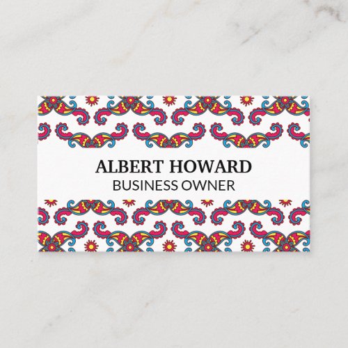 Colorful Paisley Flower Pattern Business Card