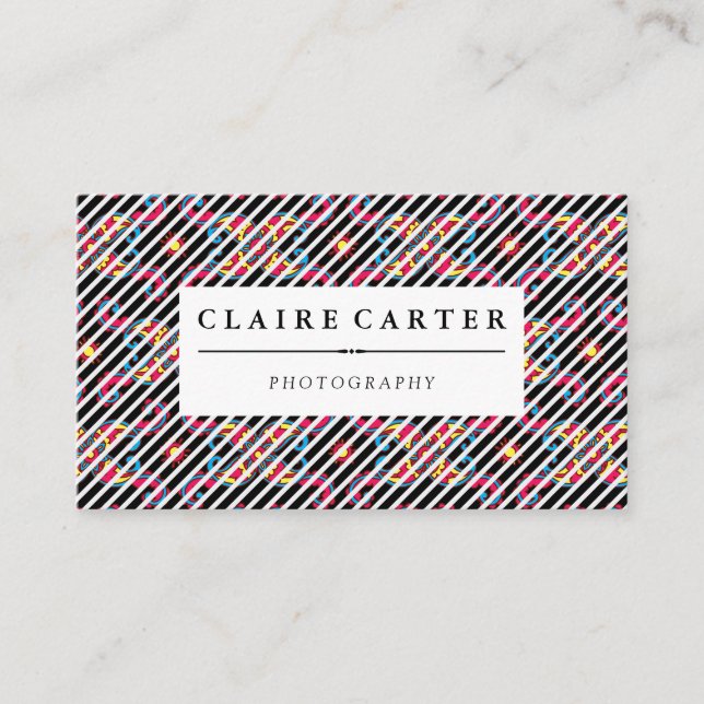 Colorful Paisley Flower Pattern Business Card (Front)