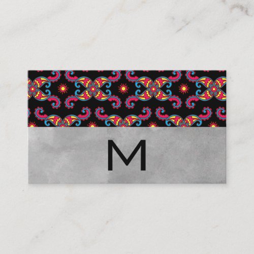 Colorful Paisley Flower Pattern  Watercolor Block Business Card