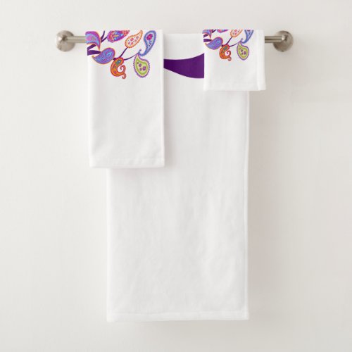 Colorful Paisley Flower Tree Bath Towel Set