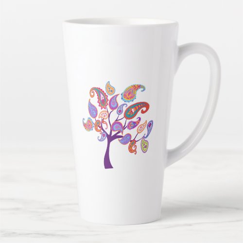 Colorful Paisley Flower Tree Latte Mug