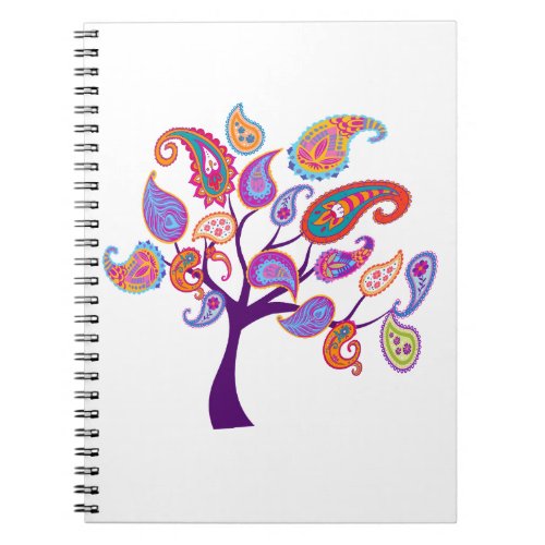 Colorful Paisley Flower Tree Notebook