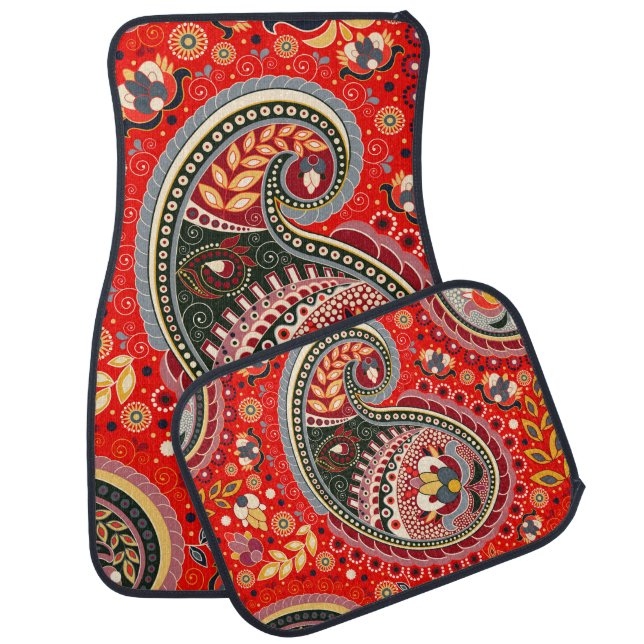 Colorful Paisley Indian Seamless Pattern Car Floor Mat (Set)