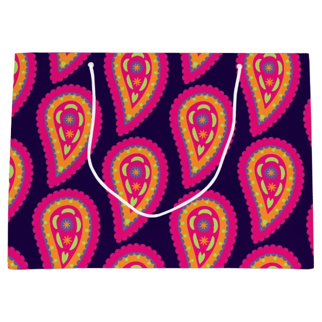 Colorful Paisley Large Gift Bag (Front)