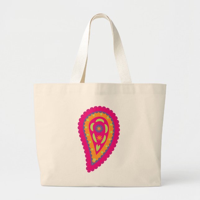 Colorful Paisley Large Tote Bag (Front)