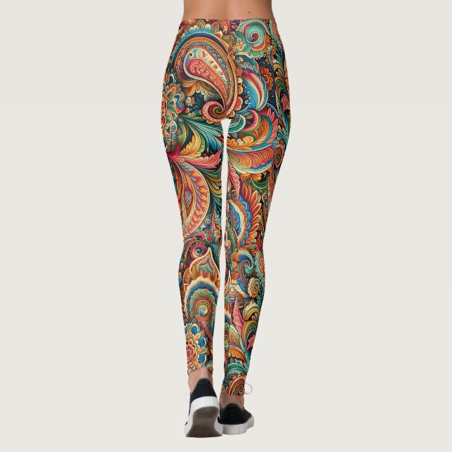 Colorful Paisley Leggings tout-imprimé (Back)