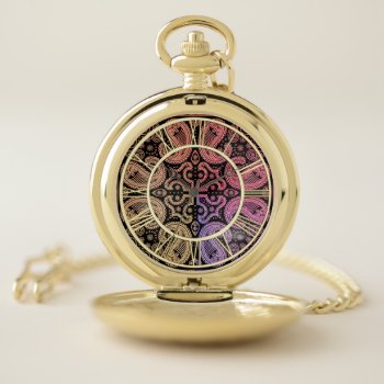 Colorful Paisley Mandala Pocket Watch by BecometheChange at Zazzle