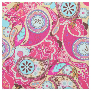 Colorful Paisley Monogram Hot Pink CPM Fabric