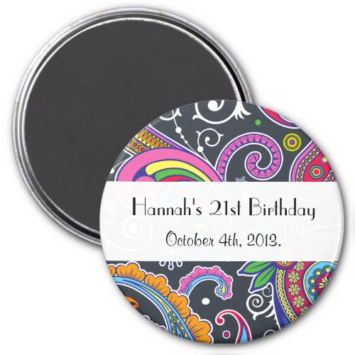 Colorful Paisley Paisley Pattern Boteh Birthday Magnet