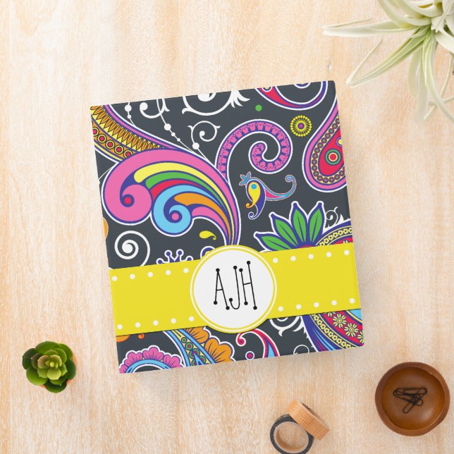 Colorful Paisley, Paisley Pattern, Boteh, Monogram Binder (In Situ)