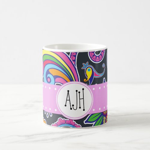 Colorful Paisley Paisley Pattern Boteh Monogram Coffee Mug