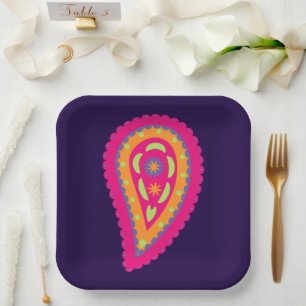 Colorful Paisley Paper Plates