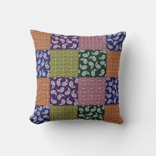 Colorful Paisley Patchwork Pattern Throw Pillow