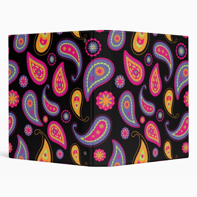 Colorful Paisley Pattern 3 Ring Binder (Background)