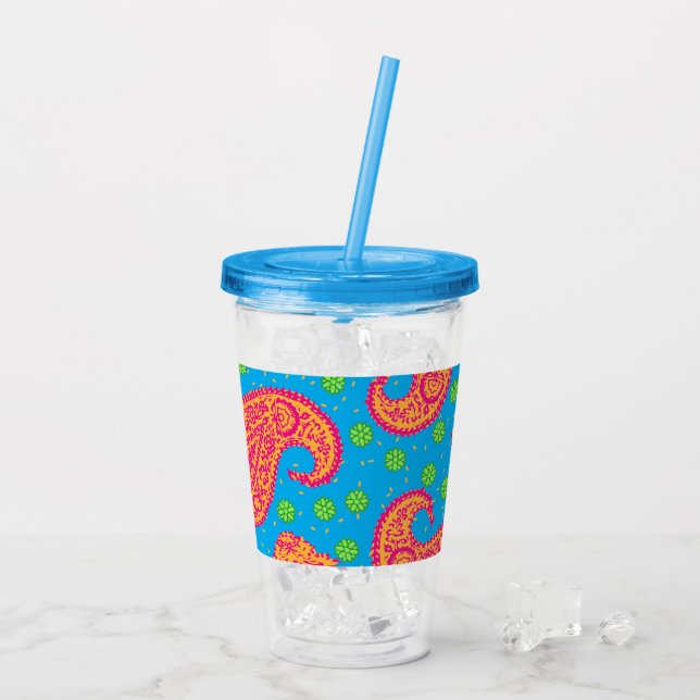 Colorful Paisley Pattern Acrylic Tumbler (Back Ice)