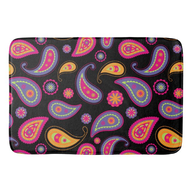 Colorful Paisley Pattern Bath Mat (Front)