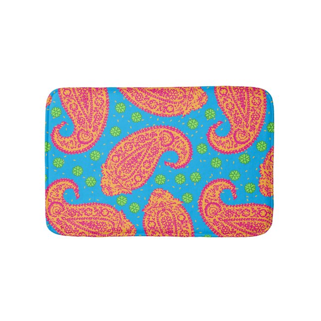 Colorful Paisley Pattern Bath Mat (Front)