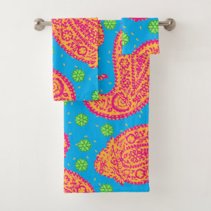 Colorful Paisley Pattern Bath Towel Set