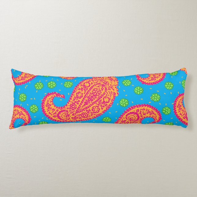 Colorful Paisley Pattern Body Pillow (Front)